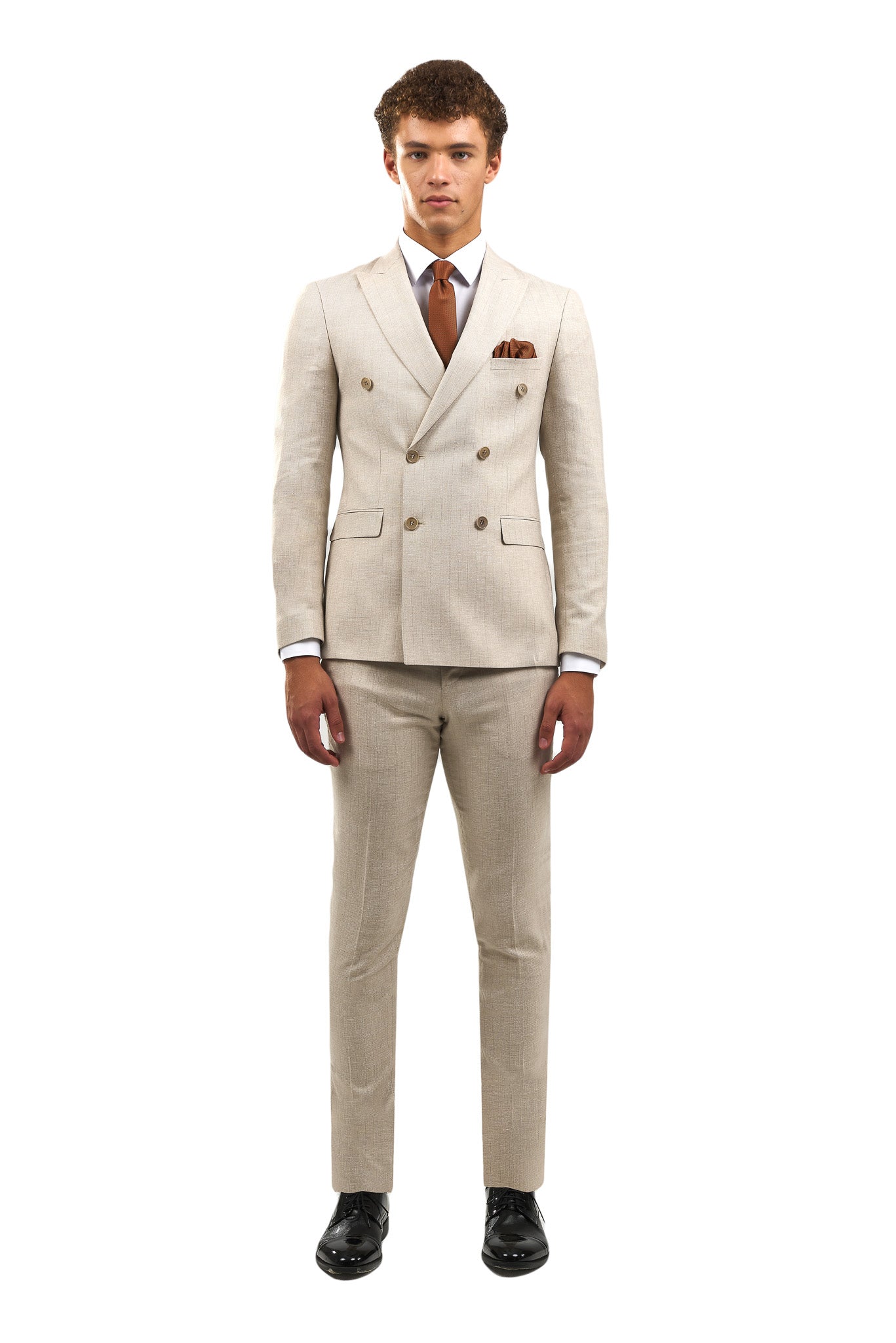 Sim Double Breasted Beige Suit KOD